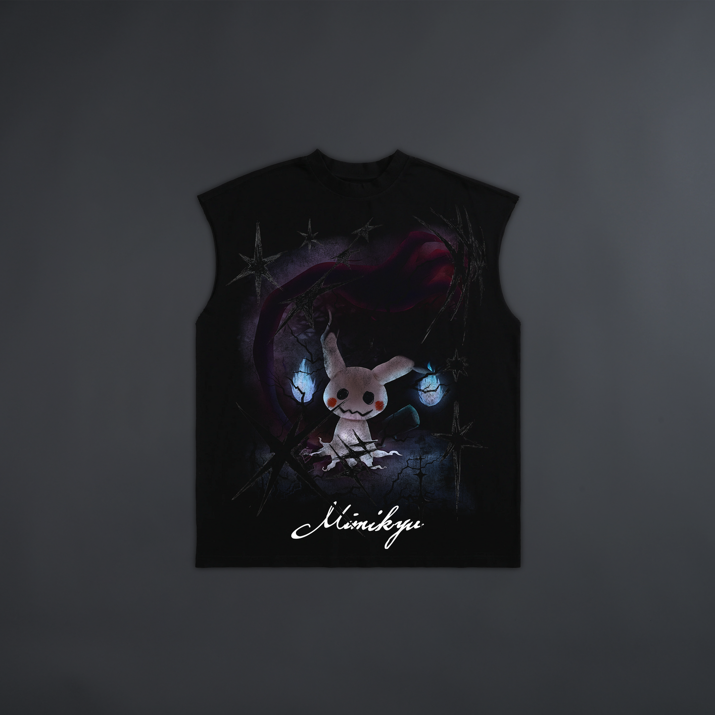 MIMIKYU LONGLINE MUSCLE TEE IN BLACK