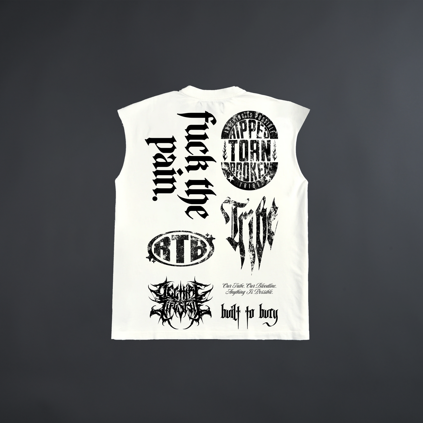 YAMI 'LIMITED' CREW NECK MUSCLE TANK IN WHITE
