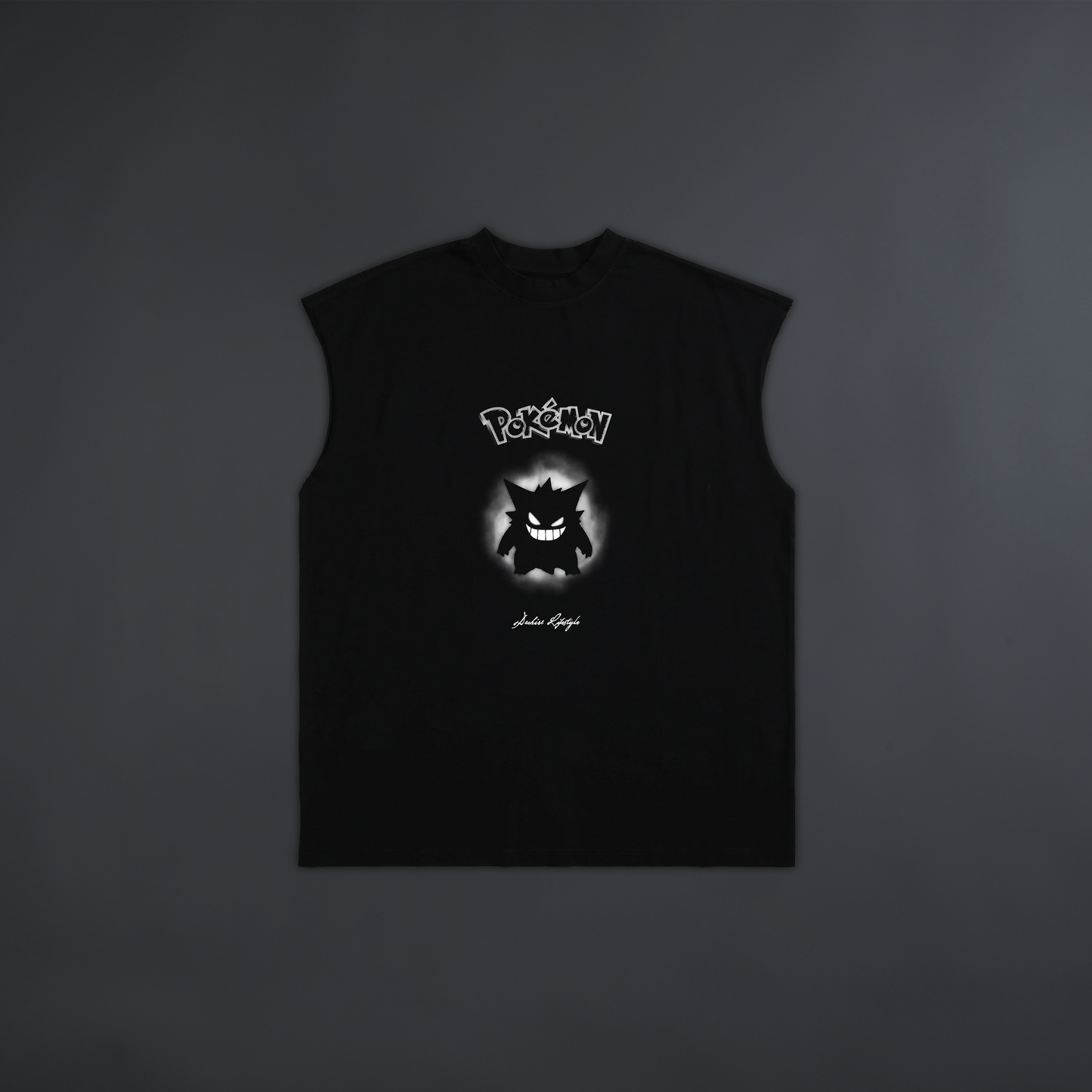 GENGAR & THE GHOSTS LONGLINE MUSCLE TEE IN BLACK