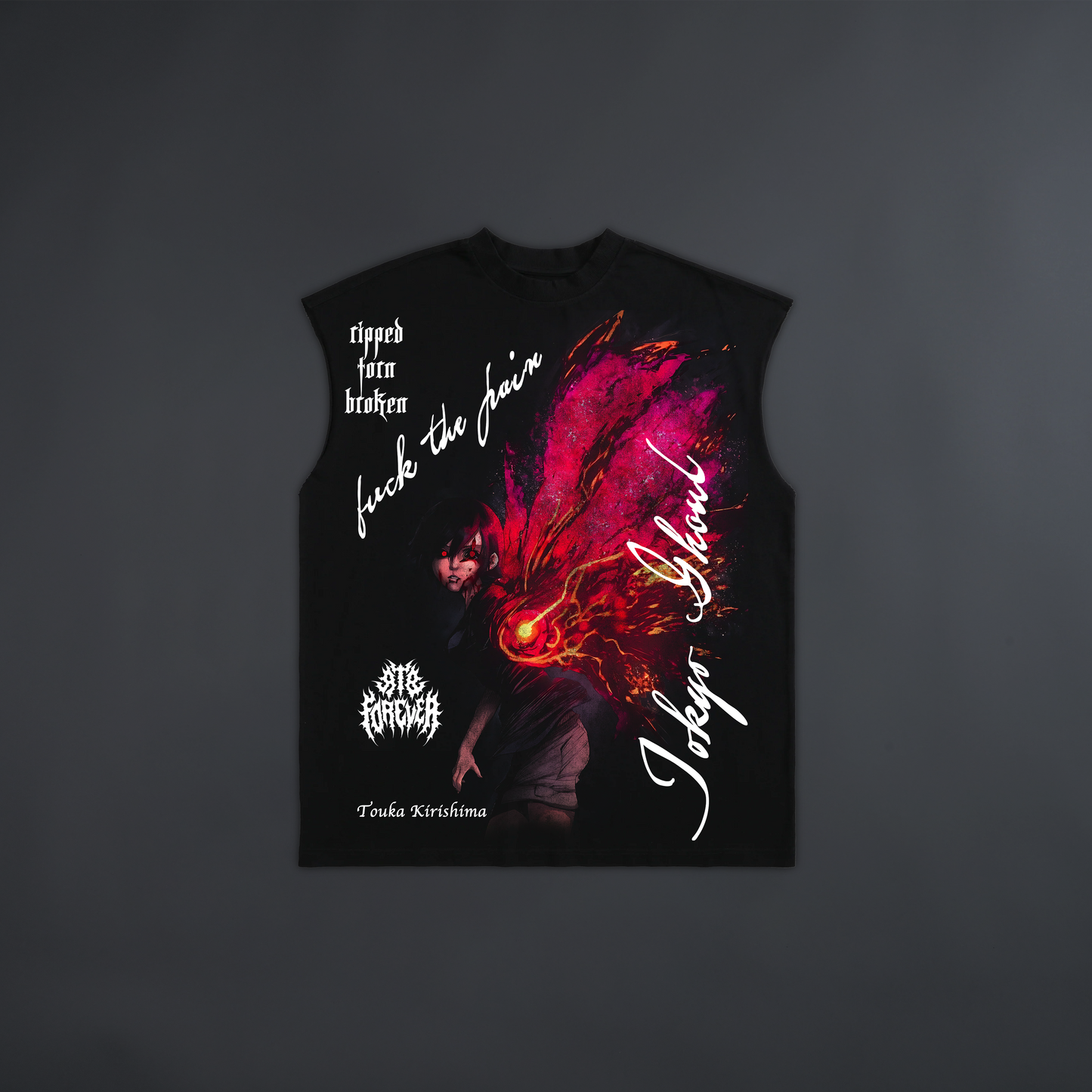 TOUKA 'LIMITED' CREW NECK MUSCLE TANK IN BLACK