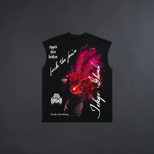 TOUKA 'LIMITED' CREW NECK MUSCLE TANK IN BLACK