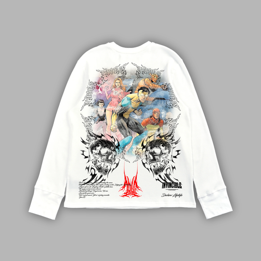 TEEN TEAM 'LIMITED' OVERSIZED 9oz L/S TEE IN WHITE