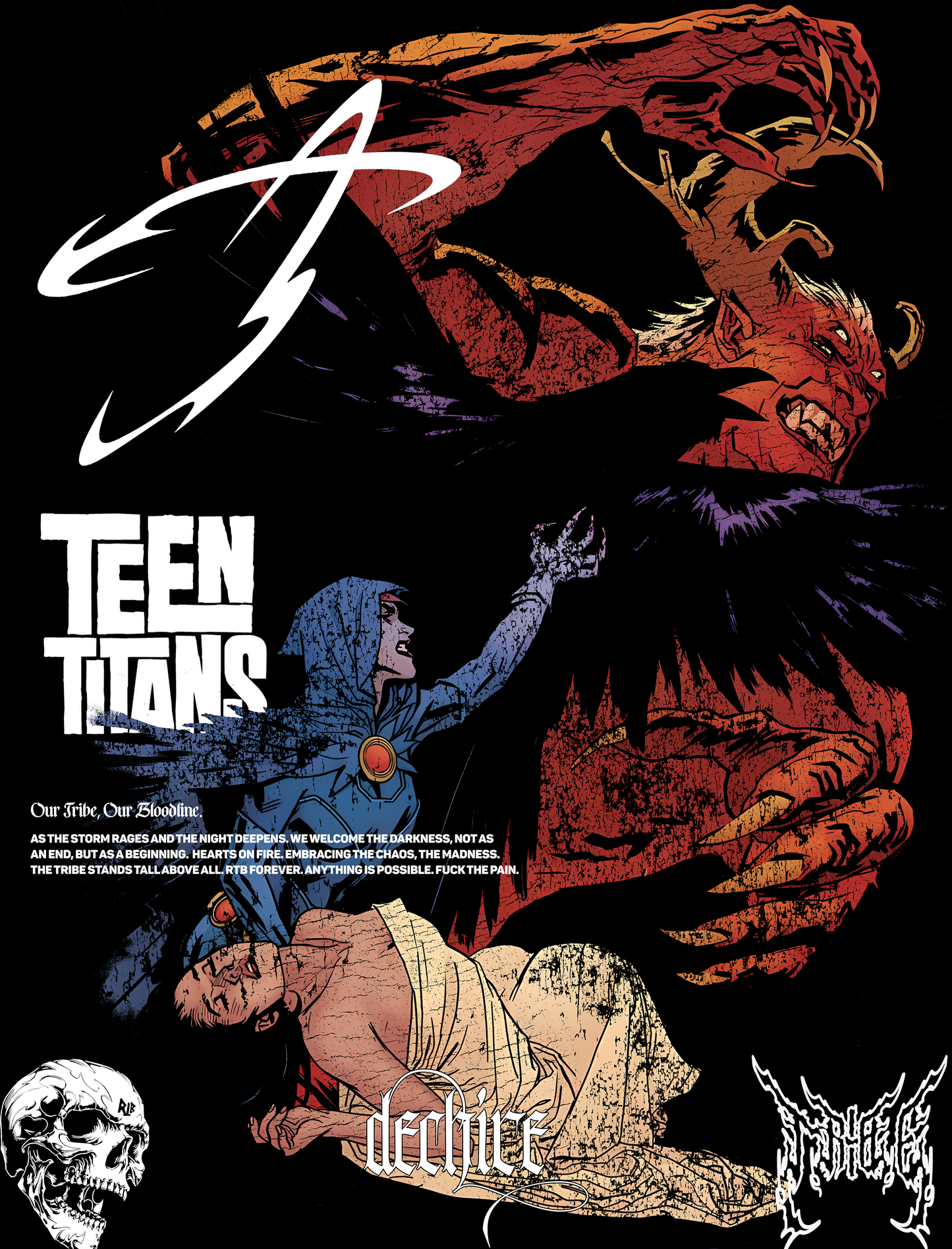 TEK TRIGON vs. RAVEN: THE END OF TITANS 'LIMITED' 8.5oz LA:MADE WGD TEE IN BLACK