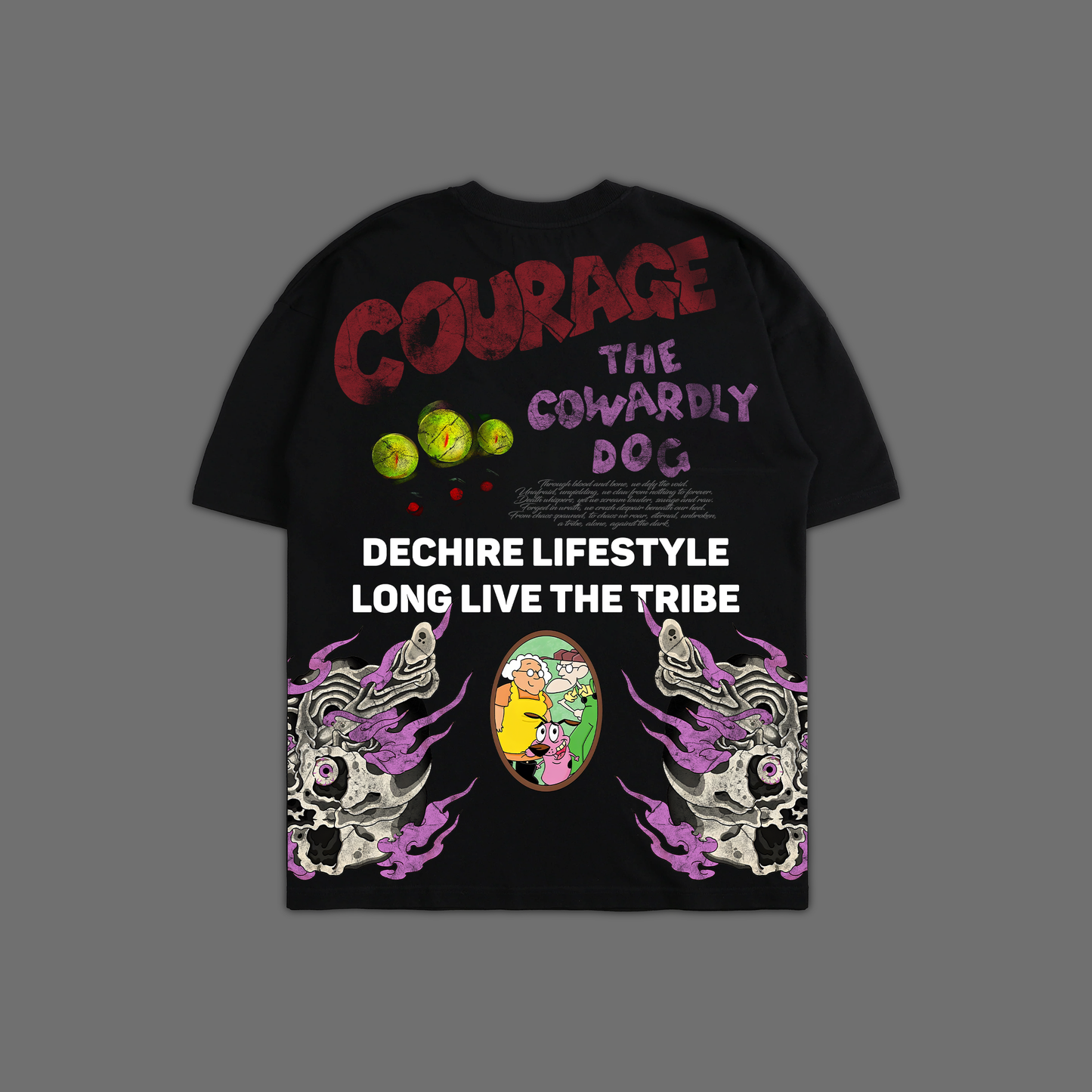 THE COWARDLY DOG '1 OF 1,000' OS TEE IN BLACK