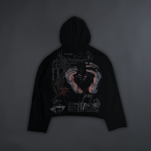 YUJI ITADORI "1 OF 200' OS BOXY CUTOFF HOODIE IN SHADOW BLACK®